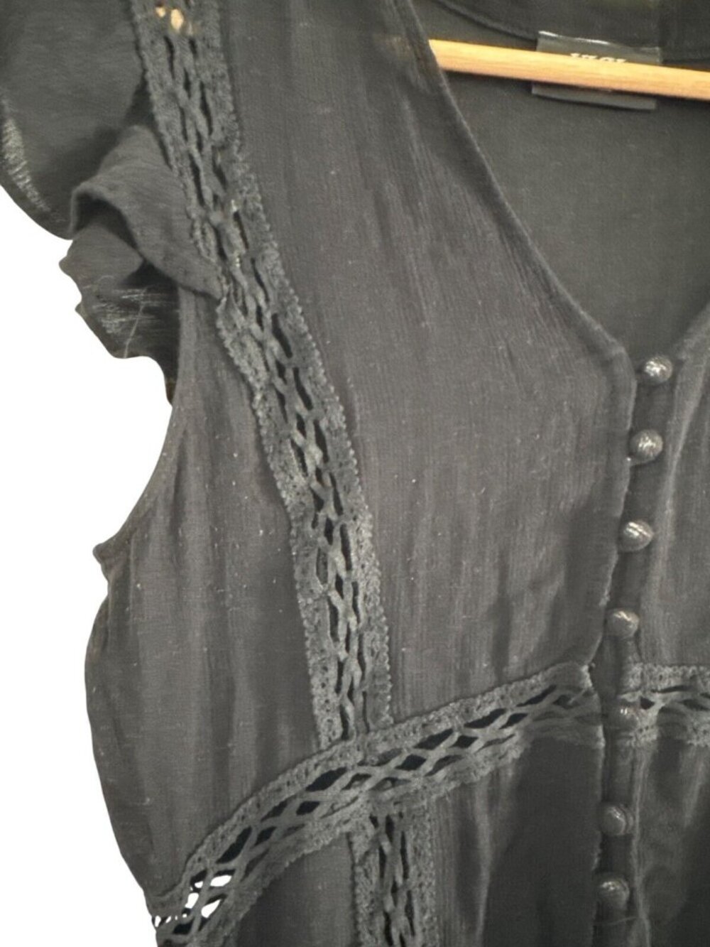 Vici black Flutter Sleeve Button Front Midi Dress - Picture 7 of 7